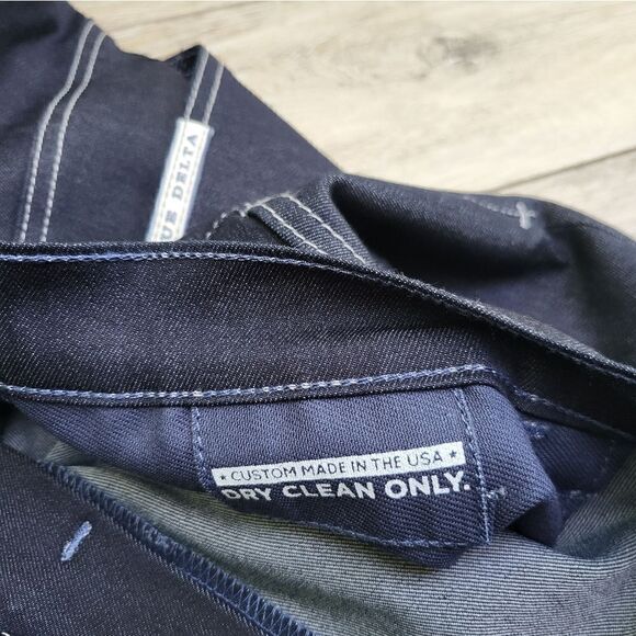 Blue Delta bespoke custom made jeans,  dark denim white stitching - Picture 6 of 12